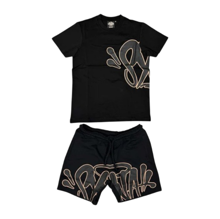 Syna World T-Shirt & Shorts Logo Set - Black / Rose Gold