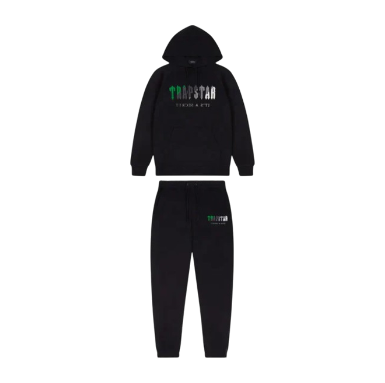 Trapstar Chenille Decoded Hooded Tracksuit - Black / Green