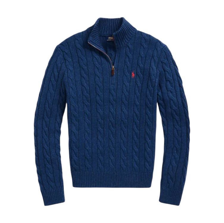 Blue Knitted Quarter Zip