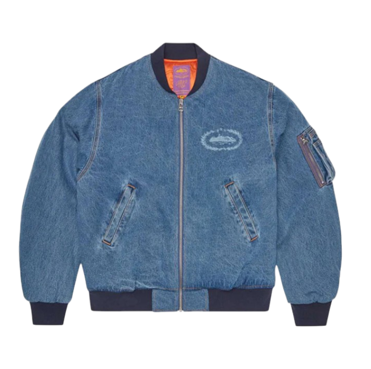 RTW Superior Royale Denim Bomber Jacket - Washed Blue