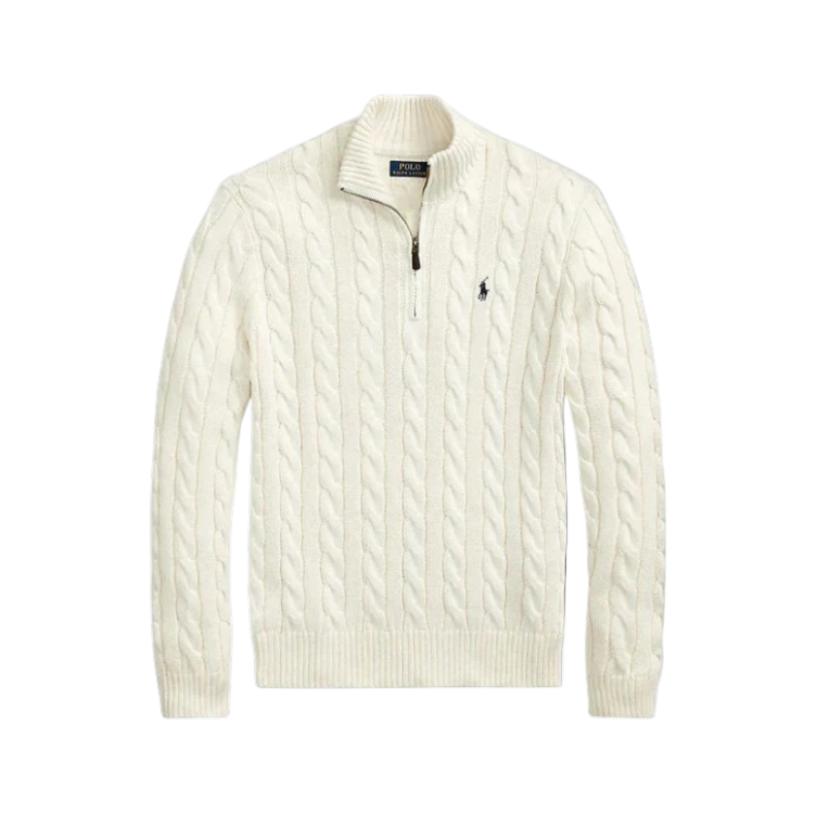 Cream Knitted Quarter Zip