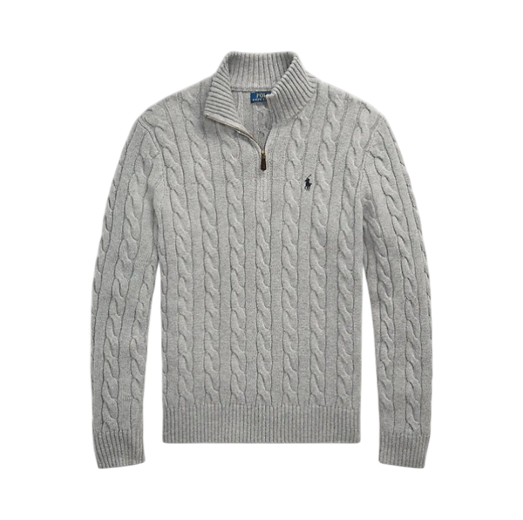 Grey Knitted Quarter Zip