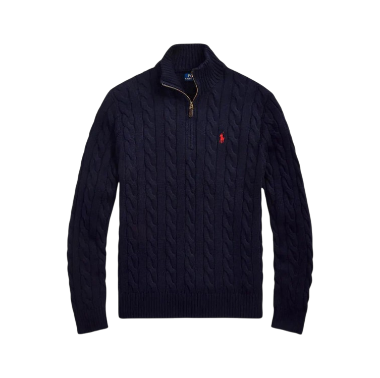 Navy Blue Knitted Quarter Zip