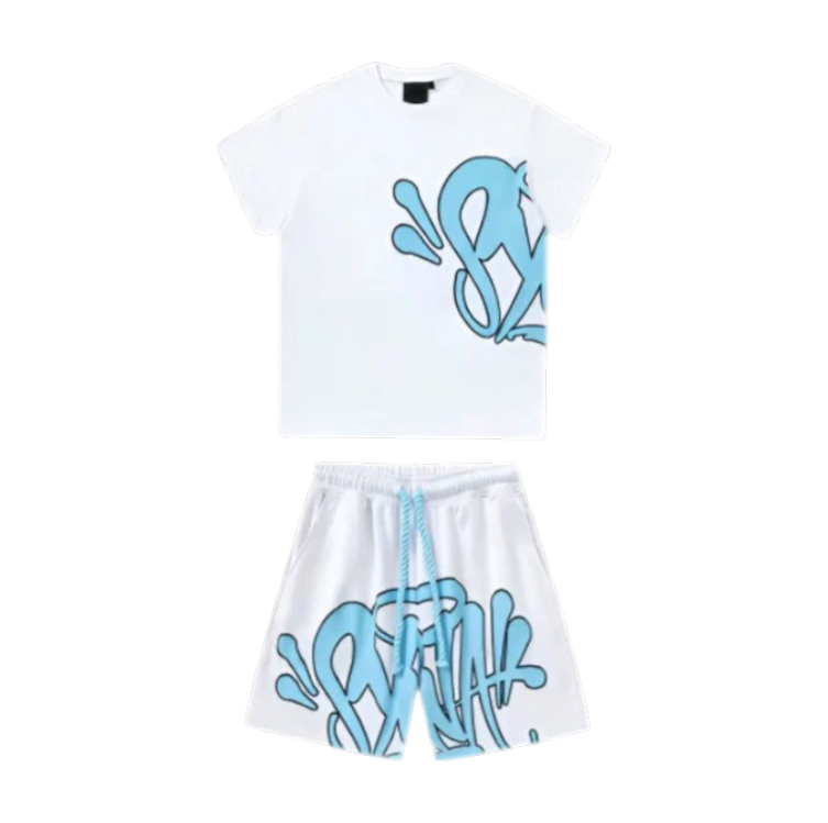Syna T-shirt & Shorts Logo Set - Blue & White