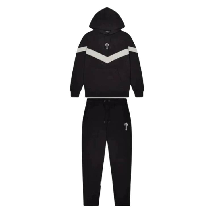 Trapstar V-Stripe Hooded Tracksuit - Black/Grey